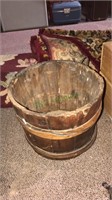 Antique wooden well bucket, 12 inches in diameter