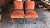 Pair of Victorian chairs with porcelain casters