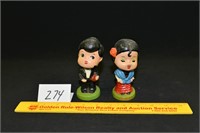 Pair of Boy & Girl Vintage Bobble Head Toy Made