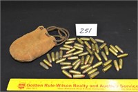 Small Leather Pouch w/60 Nine Mil Ammunition