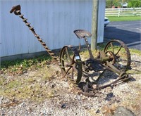 Antique Cast Iron Mowing Machine Pulled Behind a