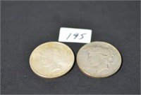 Group Lot of 2 Silver Piece Dollar Coins - 1922 &