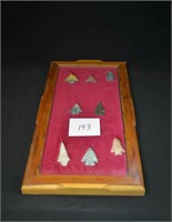Small Collection of Indian Arrowheads Nice Wooden