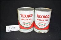 Lot of 2 Vintage Texaco Motor Oil Cans - Full
