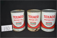 Lot of 3 Vintage Texaco Motor Oil Cans Can on