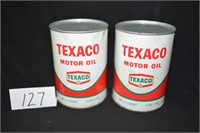 Lot of 2 Vintage Texaco Motor Oil Cans - Sealed