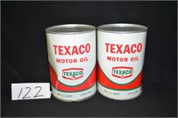 Lot of 2 Vintage Texaco Motor Oil 1 Qt. Cans One