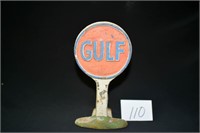 Gulf Oil or Gasoline Advertising Door Stop Cast