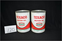 Lot of 2 Vintage Texaco Motor Oil 1 Qt. Cans Both