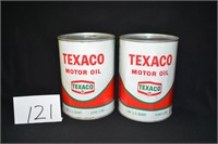Lot of 2 Vintage Texaco Motor Oil 1 Qt. Cans