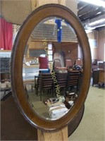 Mahogany Beveled Mirror With Beadwork Trim