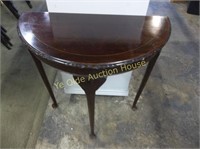 Inlaid Mahogany Half Moon Table With Nicely Carved