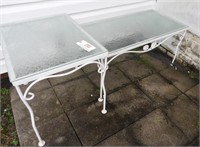 Wrought iron style patio glasstop end table