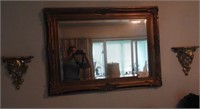 Beautiful beveled glass wall mirror with gold