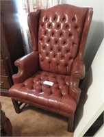 Leather executive style tufted wingback chair