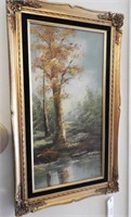 Original framed Oil on canvas of tree and pond