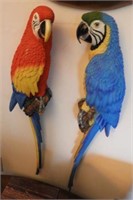 Pair of wall mount Parrots in blue and red
