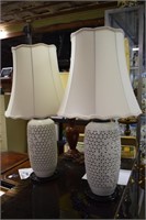 Pair of Pierced Ceramic Seyei Table Lamps