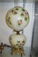 Large Hand Painted Banquet Lamp 27" Tall