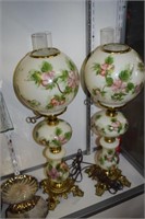 Pair of Hand Painted Banquet Lamps 27" Tall