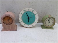 (3) Vtg Clocks incl MCM Lux Wall Clock (Working)