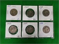 6 Standing Liberty Quarters 1893-1914