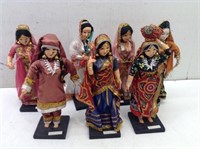 (7) Hand Made India Dolls  Cloth Dolls  14"