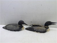 (2) Wood Carved Loons by Don Walrath