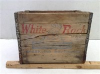 Vtg White rock Wood Crate w/ Metal Bands