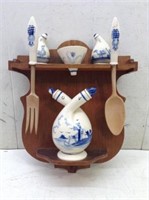 Vtg Deft Blue Holland Kitchen Display Set