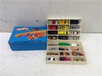 Vtg Hot Wheels Case w/ (24) Hot Wheels & Matchbox