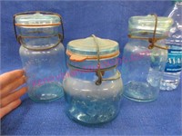3 ball canning jars with glass lids