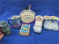 ceramic baby shoe planters -animal rummy cards -