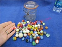 73 marbles in half pint ball canning jar