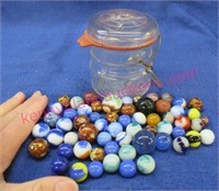 60 marbles in half pint ball canning jar