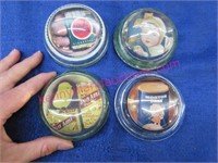 4 advertising glass paperweights
