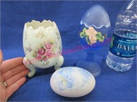 hand painted egg -egg vase -egg covered dish