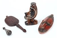 Four Melanesian Wooden Items,