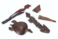 Five Melanesian Wooden Items,