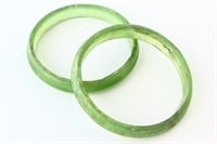 Two Early Anamese Green Glass Bracelets,