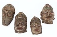 Four Indian Old Wooden Masks