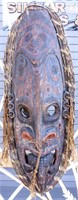 Art African Tribal Carved Wooden Mask w/ Alligator