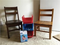 Childrens wood chairs, Storage, & floaties