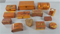 13pc Vtg PA Souvenir Wood Boxes-Hershey, Poconos