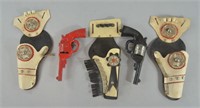 3pc Vtg Western Holster & Clicker Gun Lot