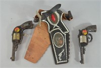 2pc Vtg Lone Ranger Clicker Guns w/ Holster