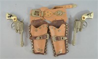 2pc Vtg Texan Jr Cap Guns w/ Holster