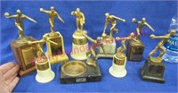 (9) 1950s bowling trophies