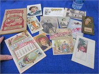 antique postcards -calendar -song book