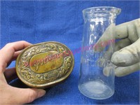 vintage "lozzonis" tin & vintage urine specimen